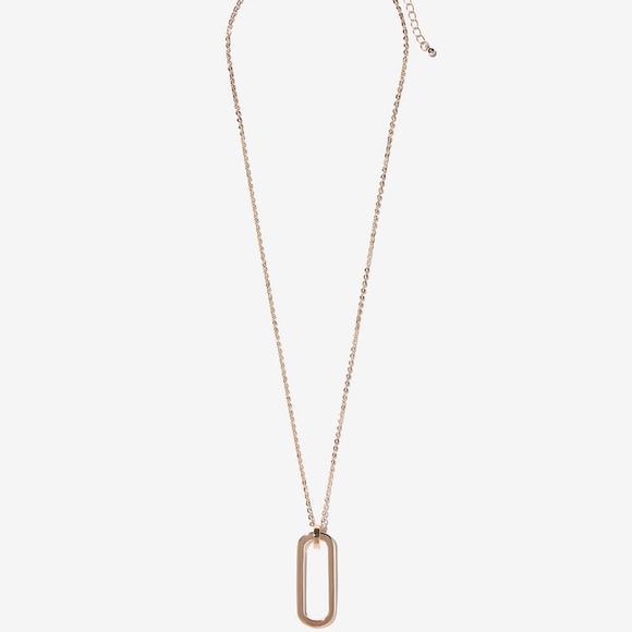 Express Jewelry - Express Rectangle Pendant Shiny Gold Necklace